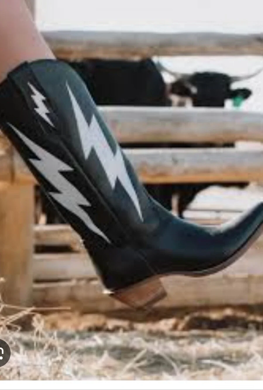 Dingo Black Thunderbolt Leather Boots Brand New In Box - Picture 12 of 13
